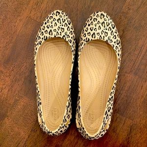 Leopard print Crocs size 7